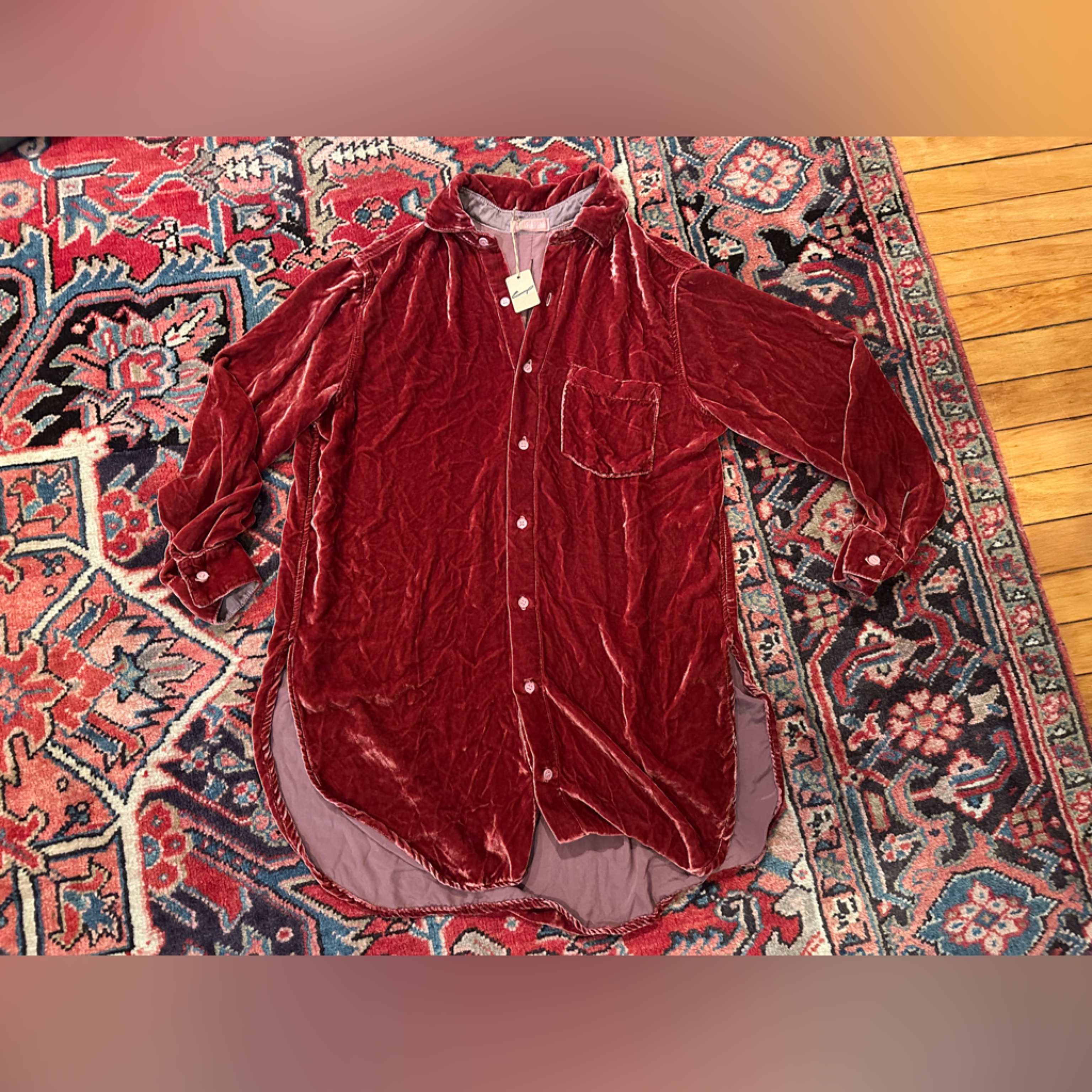 Nwt Cp Shades Marella Silk Blend Velvet Tunic In Marsala Size Xs